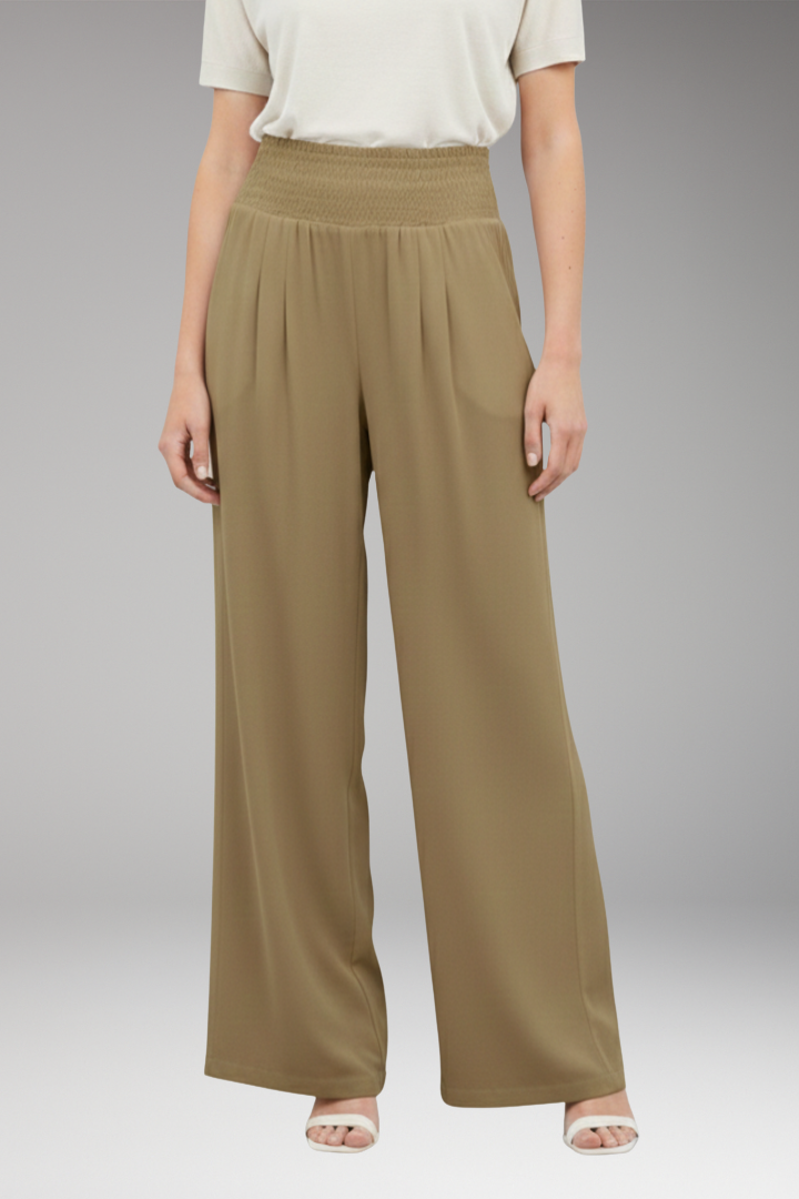 Women's Wide-Legged Trousers with High Waist and Tie Belt