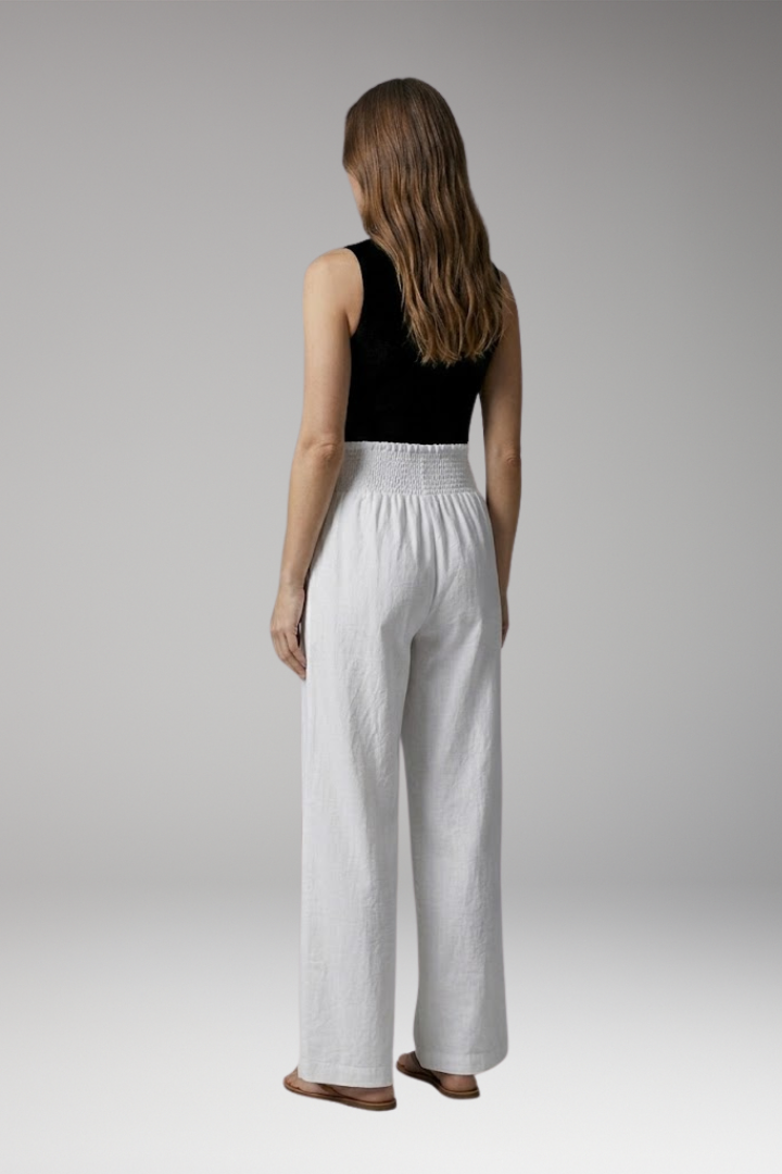 Women's Wide-leg Beach Pants with High-waisted and Elastic Waistband