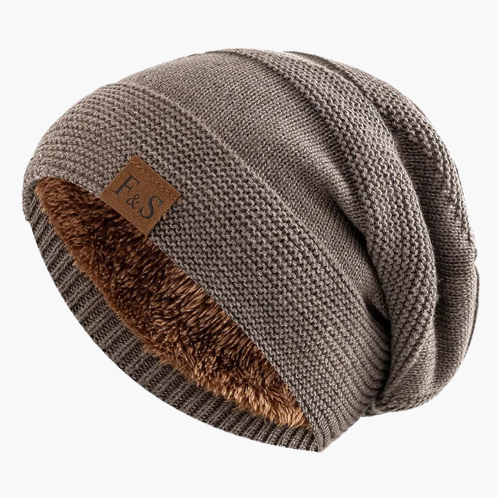 Women's Winter Beanie with Fleece Lining and Ribbed Knit Texture
