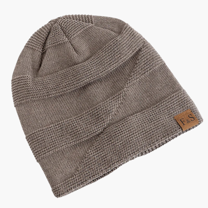 Women's Winter Beanie with Fleece Lining and Ribbed Knit Texture