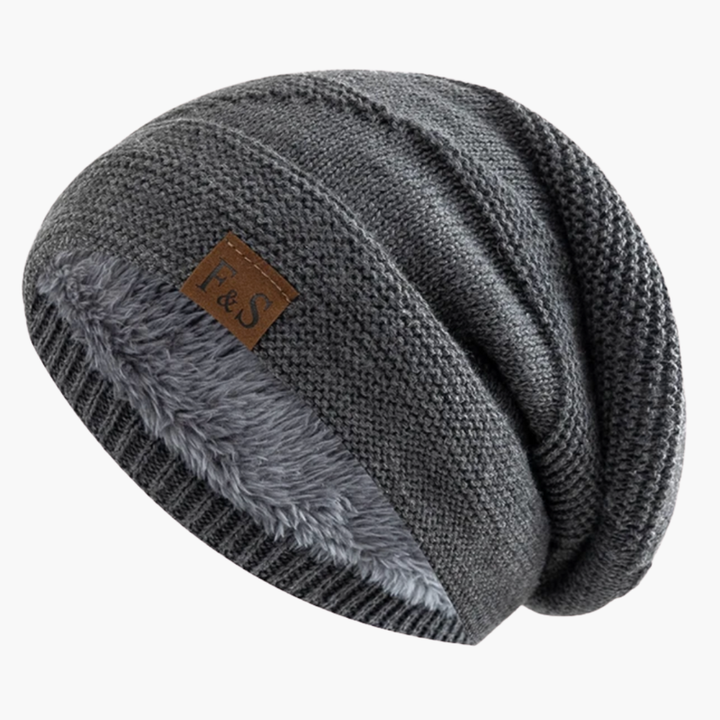 Women's Winter Beanie with Fleece Lining and Ribbed Knit Texture