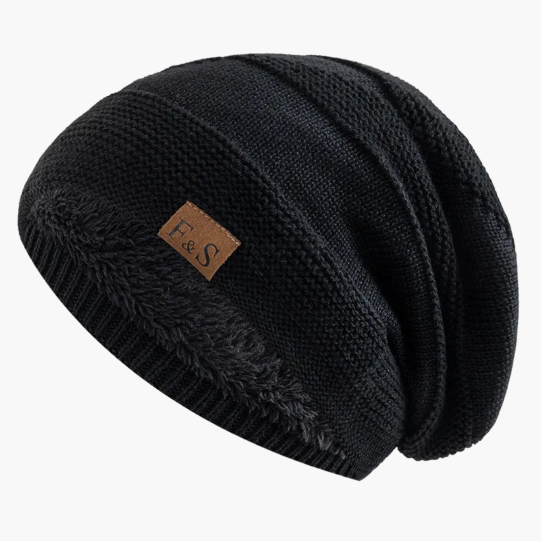 Women's Winter Beanie with Fleece Lining and Ribbed Knit Texture