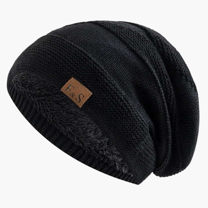 Women's Winter Beanie with Fleece Lining and Ribbed Knit Texture