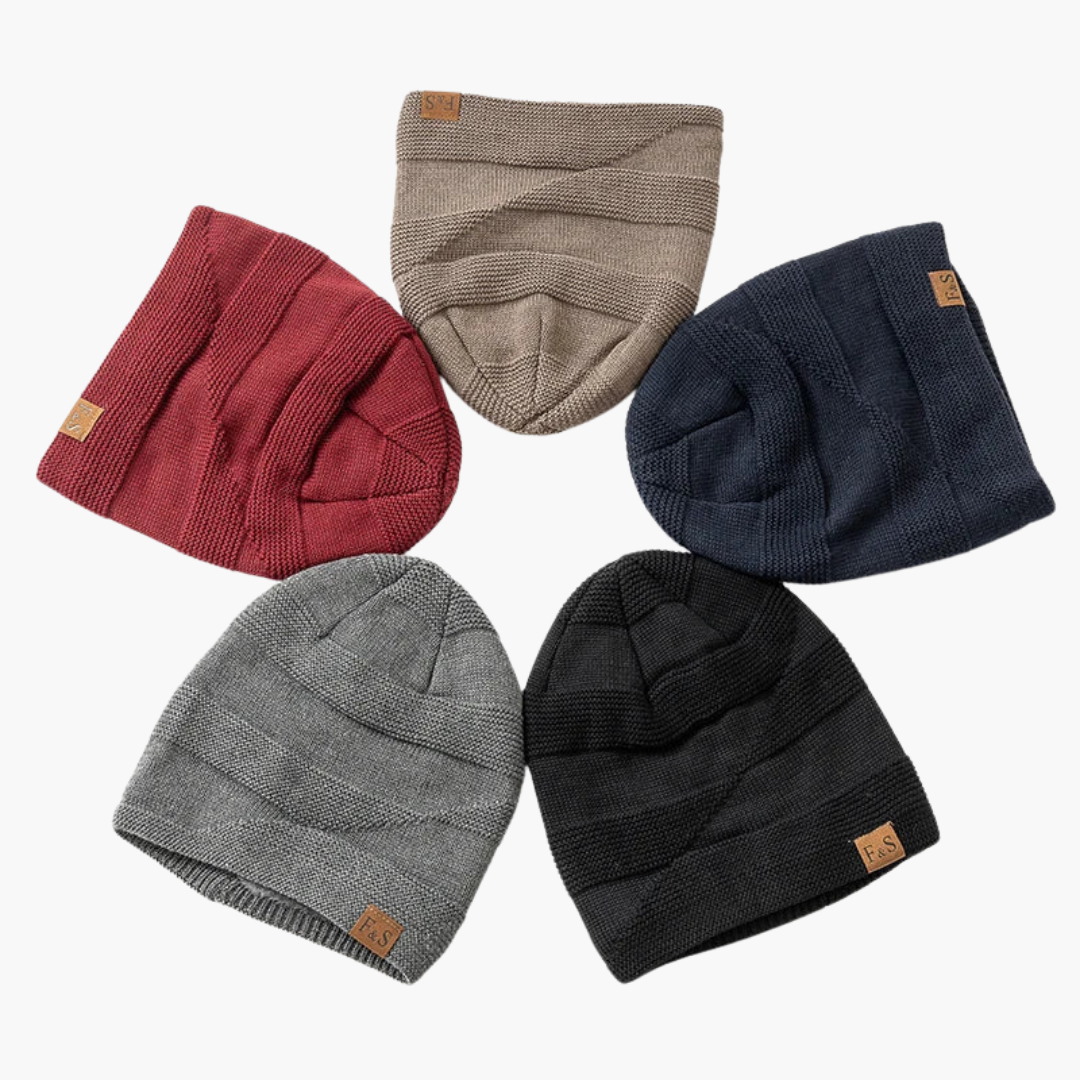 Women's Winter Beanie with Fleece Lining and Ribbed Knit Texture