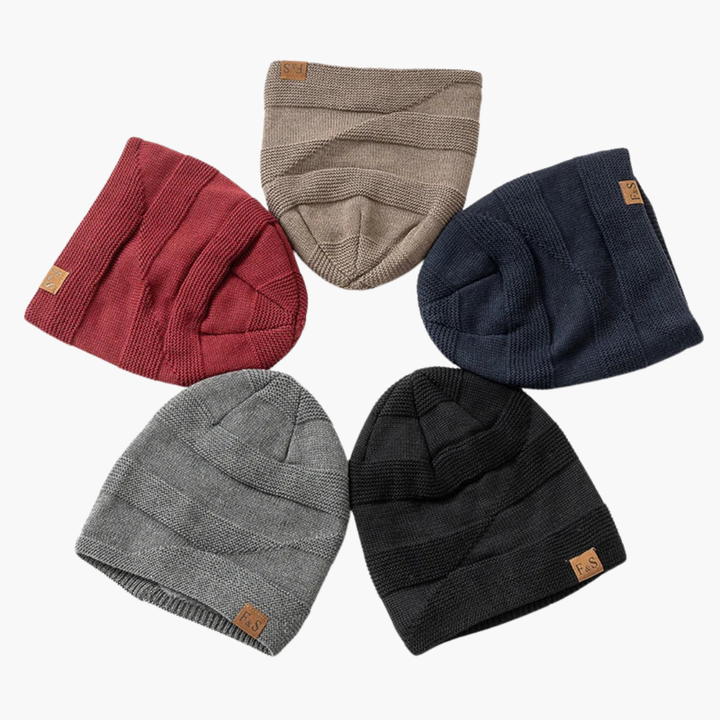 Women's Winter Beanie with Fleece Lining and Ribbed Knit Texture