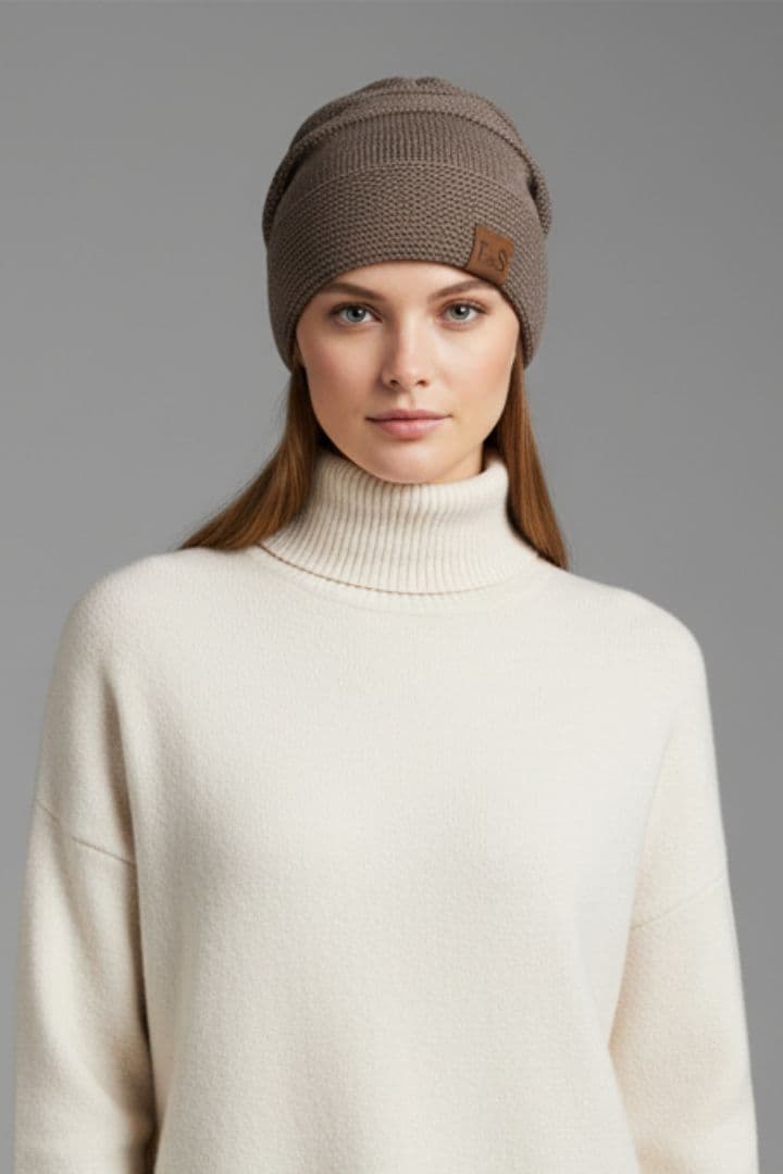 Women’s Beanie with Ribbed Surface and Fleece Lining