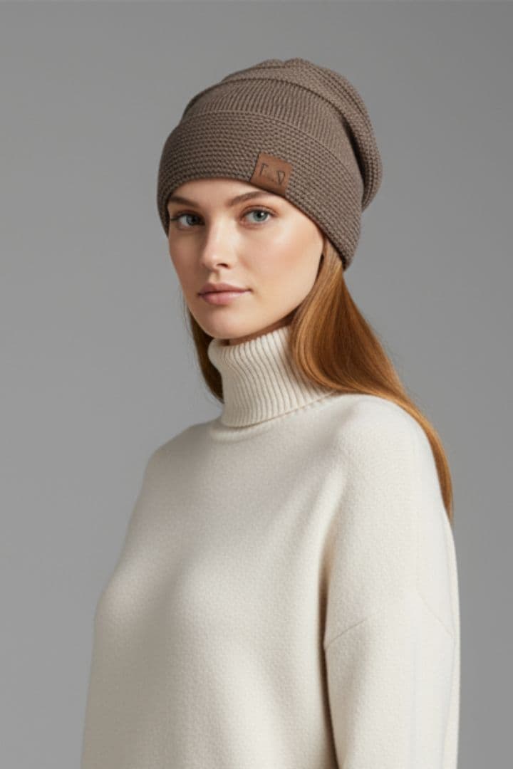 Women’s Beanie with Ribbed Surface and Fleece Lining