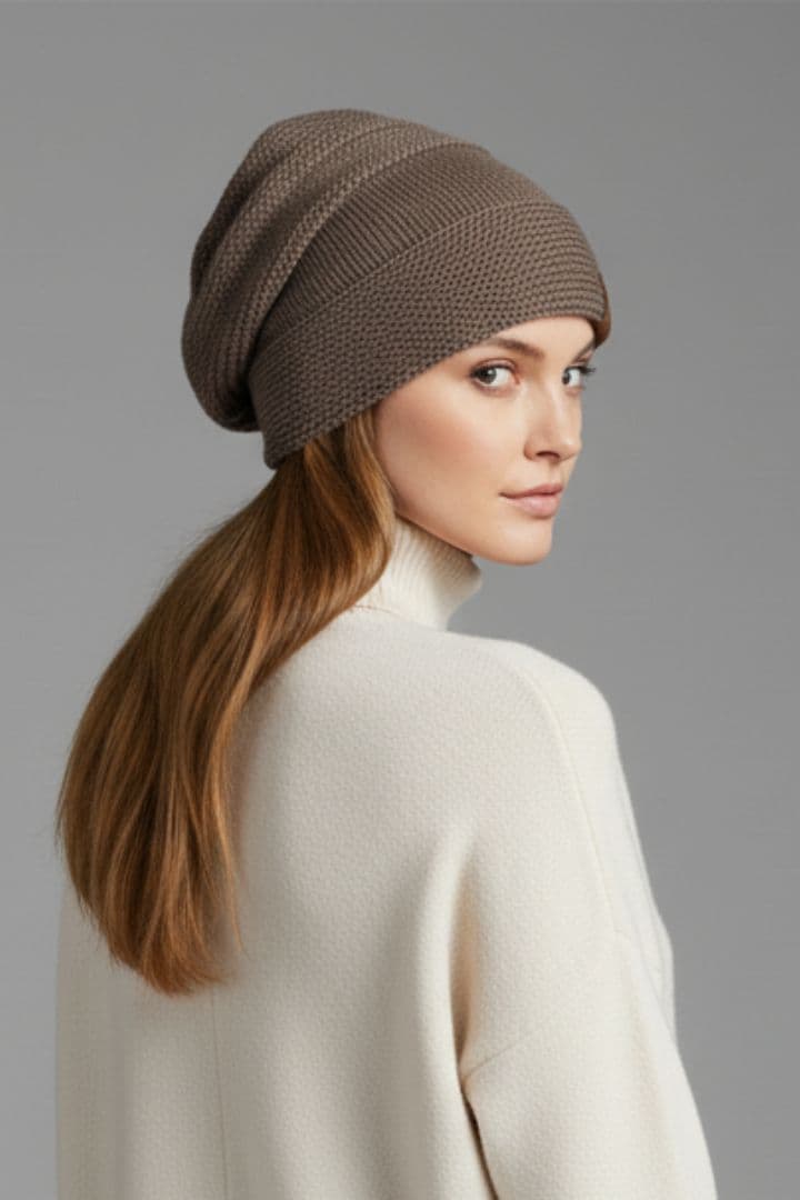 Women’s Beanie with Ribbed Surface and Fleece Lining