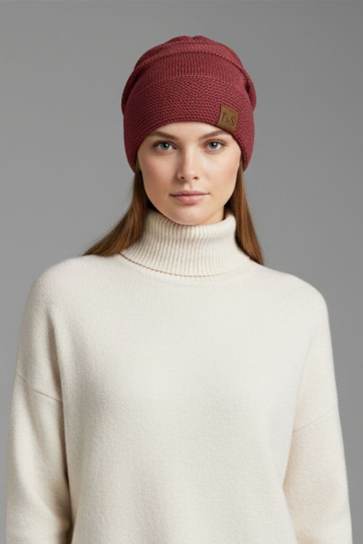 Women’s Beanie with Ribbed Surface and Fleece Lining