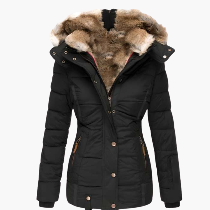 Women’s Winter Jacket with Hood and Faux Fur Lining