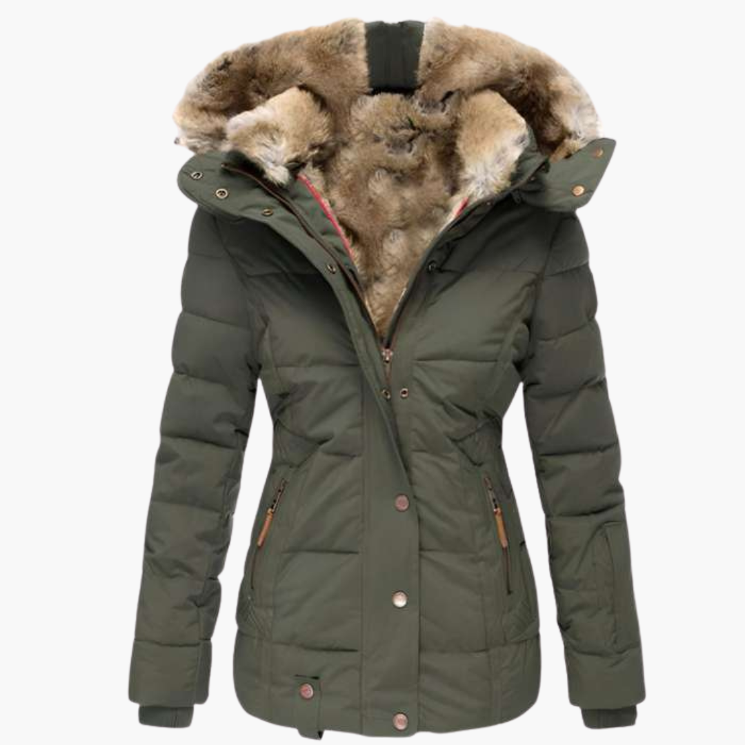 Women’s Winter Jacket with Hood and Faux Fur Lining