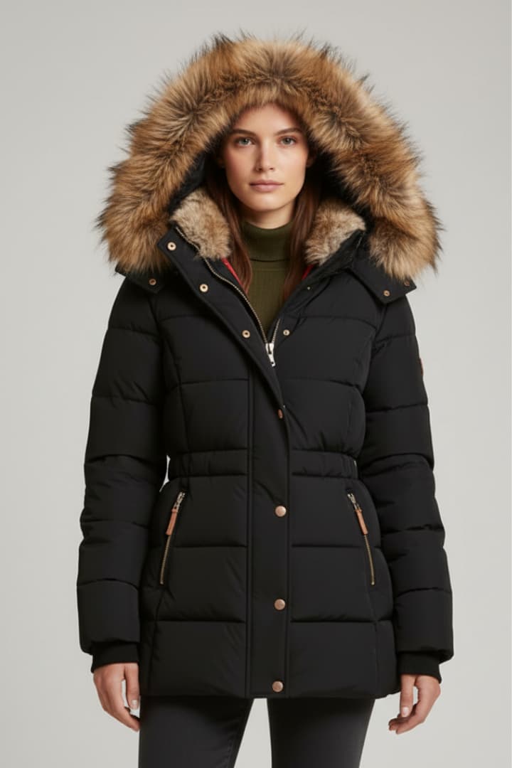 Women’s Jacket with Hood and Front Zipper