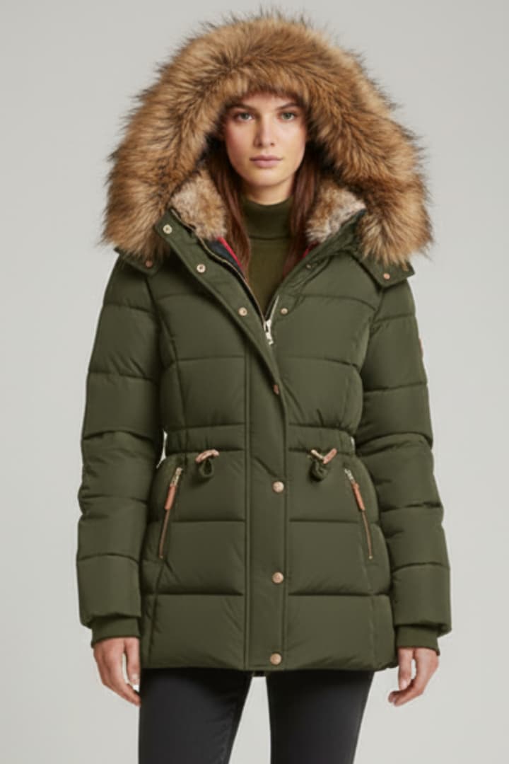Women’s Jacket with Hood and Front Zipper