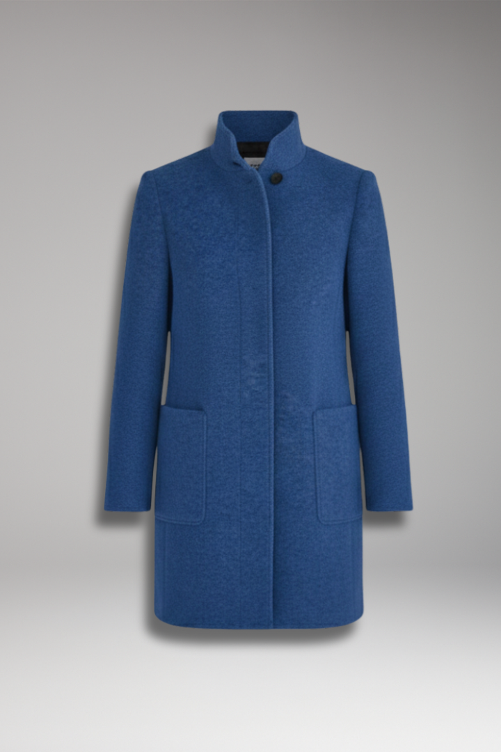 Women’s Coat with High Collar and Button Closure