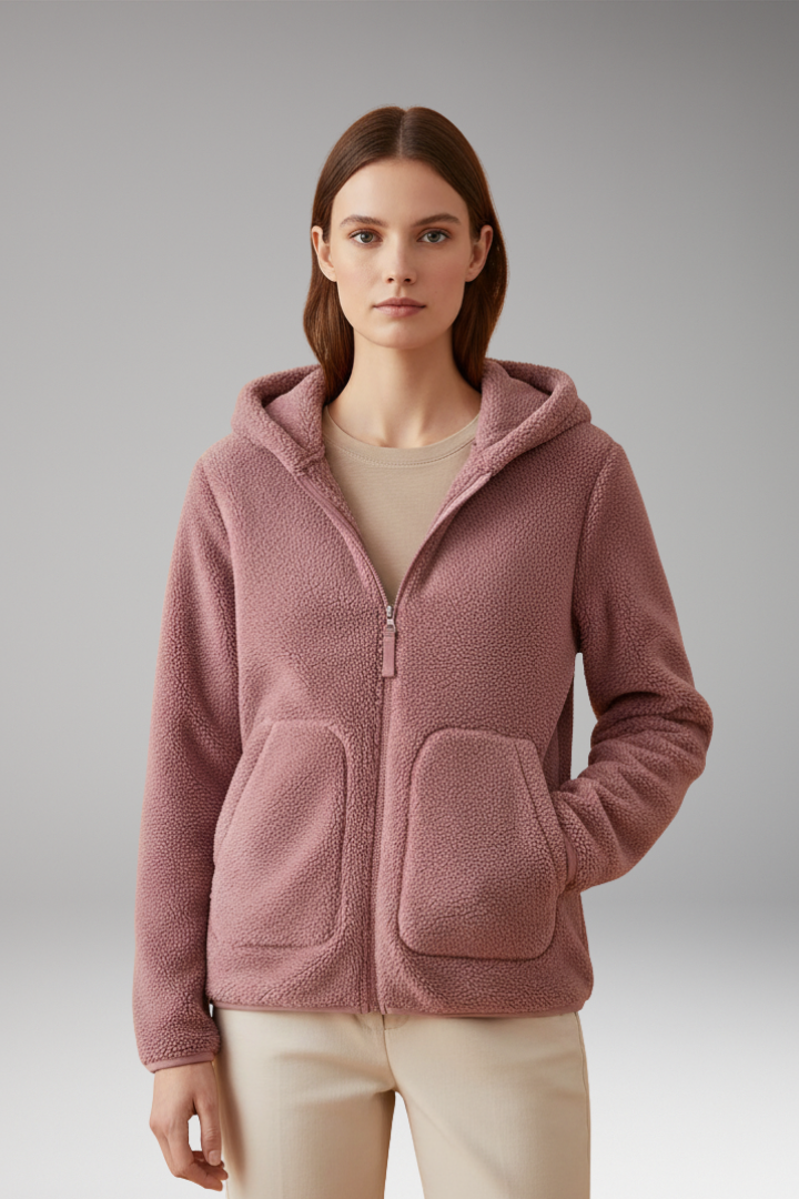 Women’s Fleece Jacket with Full Zipper and Hood