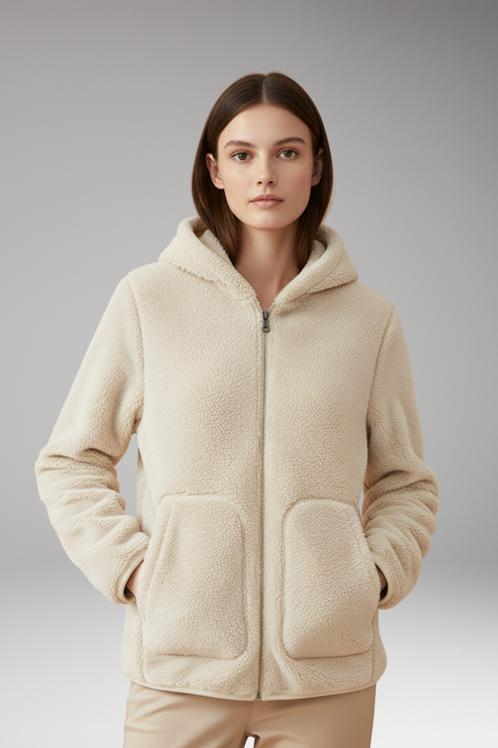 Women’s Fleece Jacket with Full Zipper and Hood
