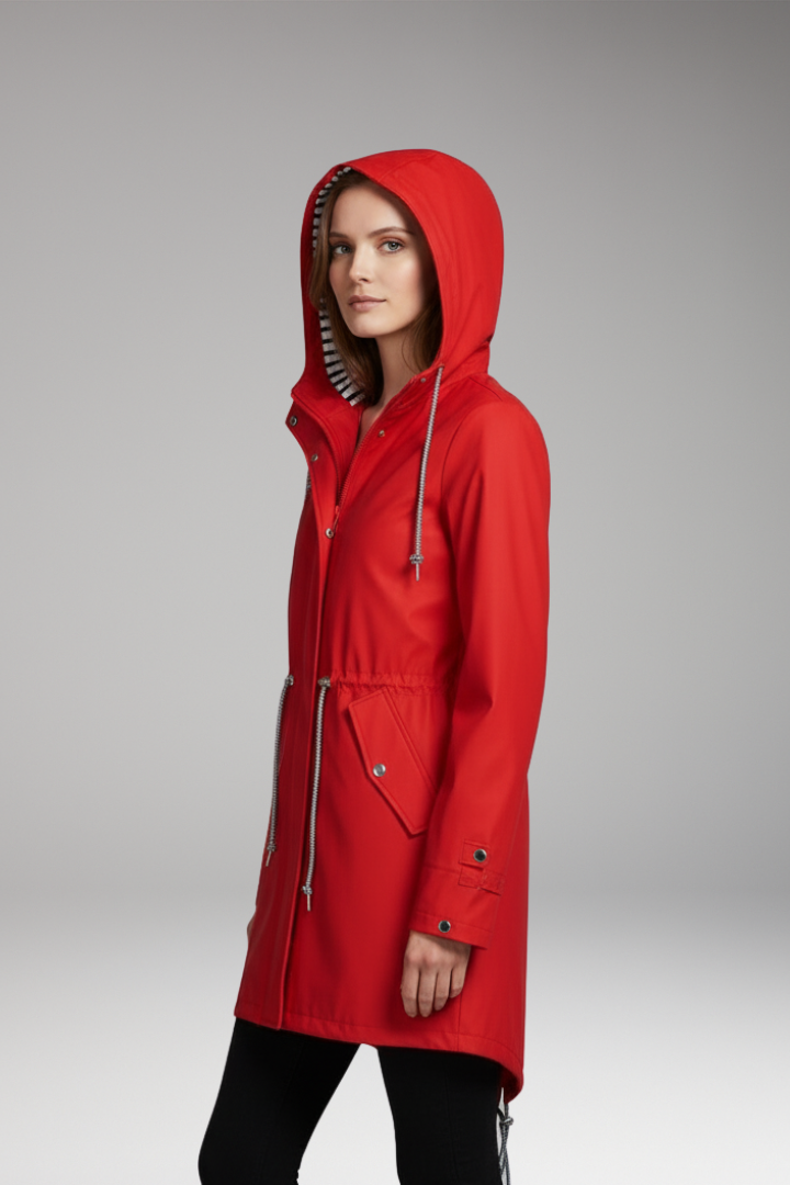 Women’s Hooded Jacket with Zip Front and Drawstring Waist