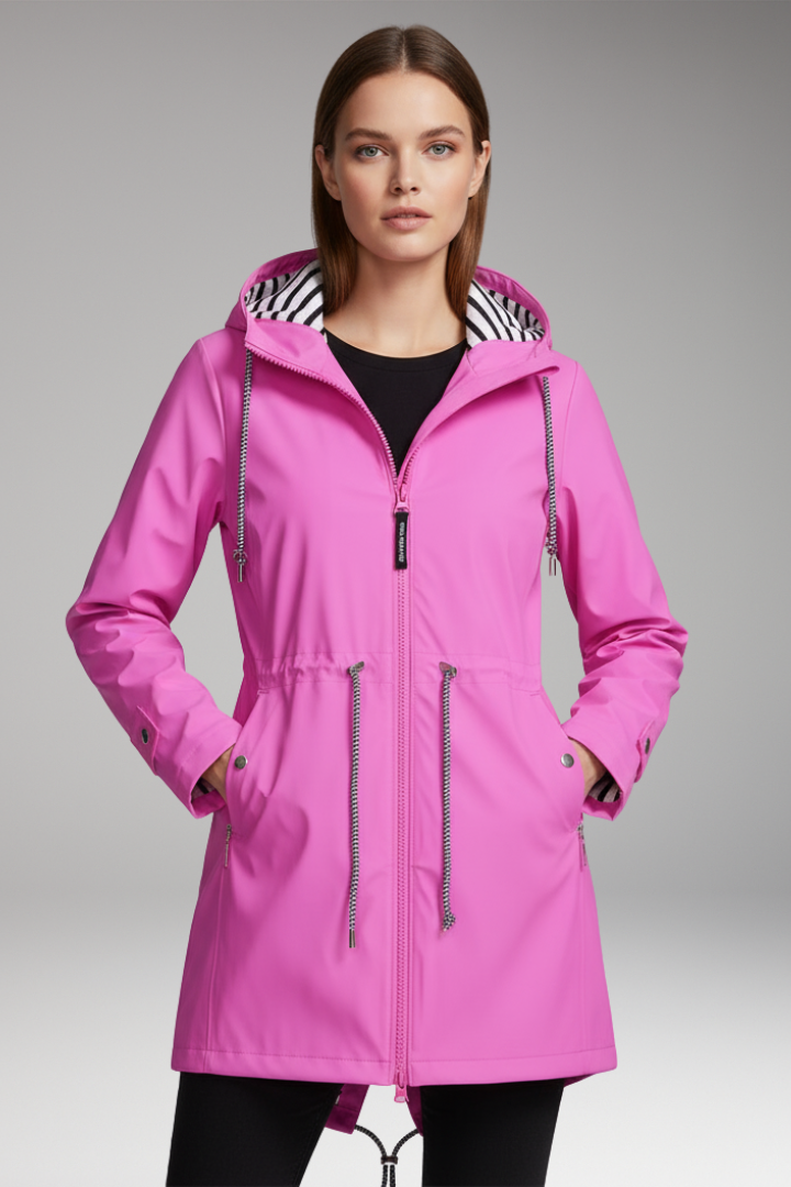 Women’s Hooded Jacket with Zip Front and Drawstring Waist