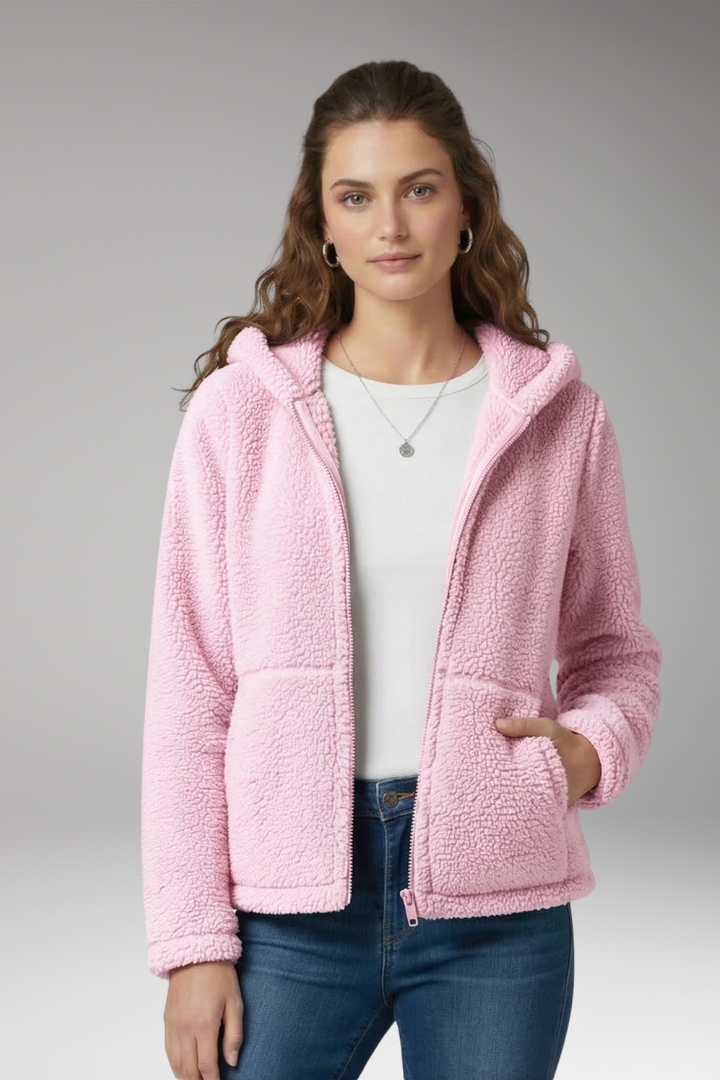 Women's Jacket with Hooded Neckline and Long Sleeves