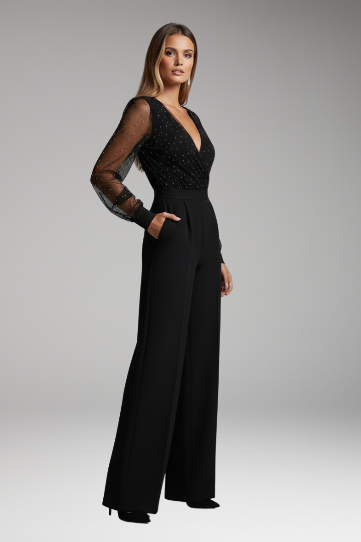 Women’s Jumpsuit with Round Neck and Straight Leg