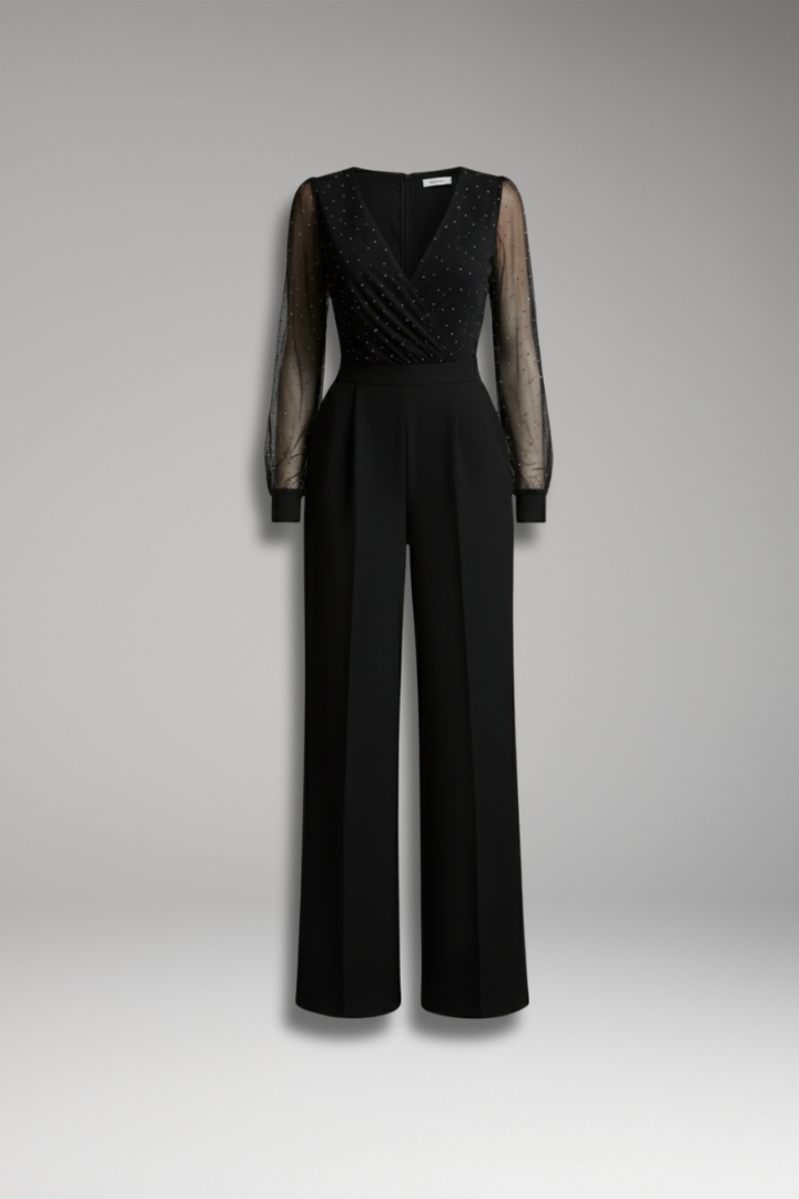 Women’s Jumpsuit with Round Neck and Straight Leg