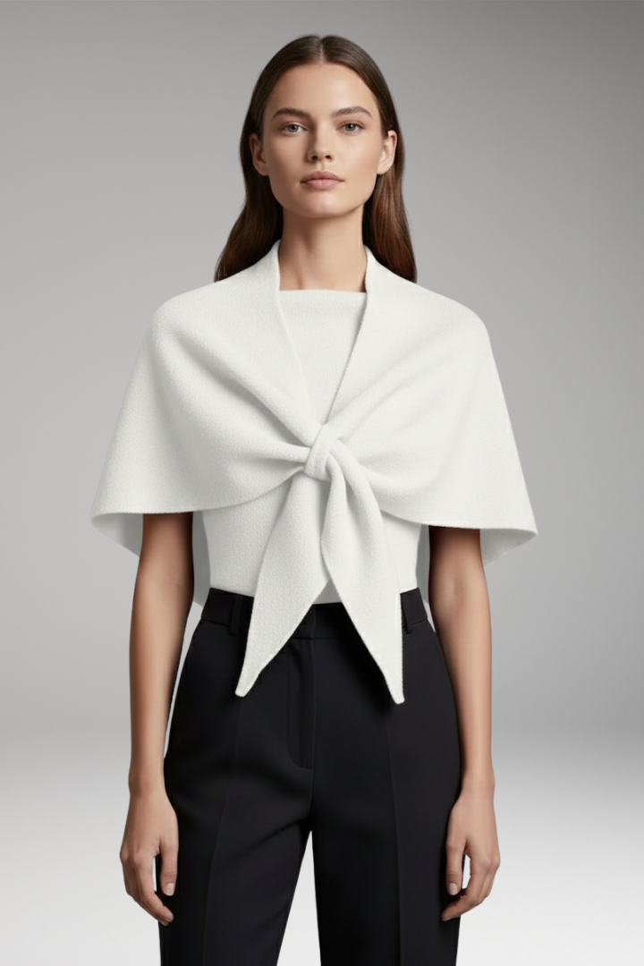 Women's Knit Shawl with Even-Looking Surface and Draped Edges
