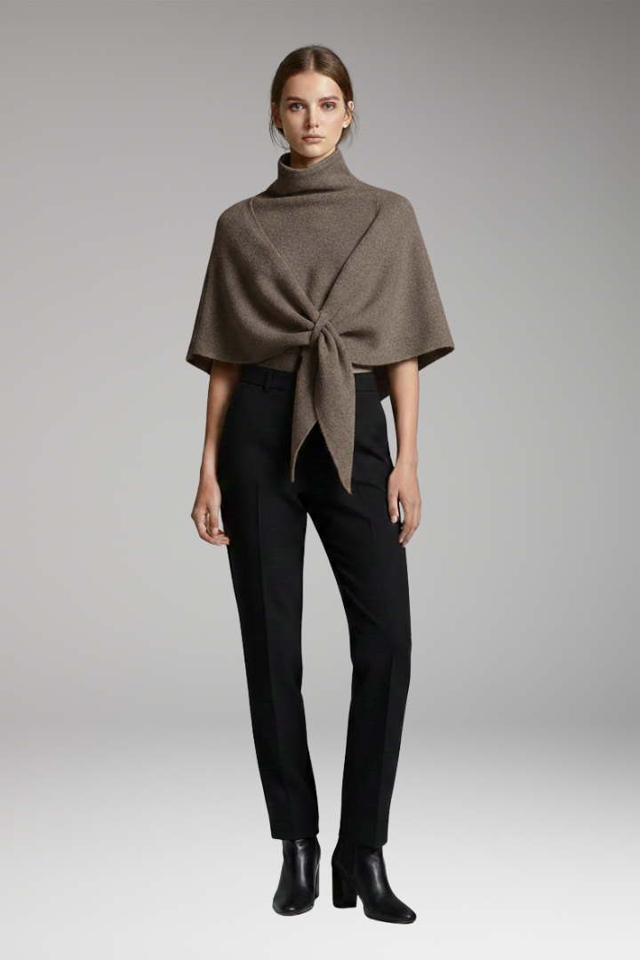 Women's Knit Shawl with Even-Looking Surface and Draped Edges