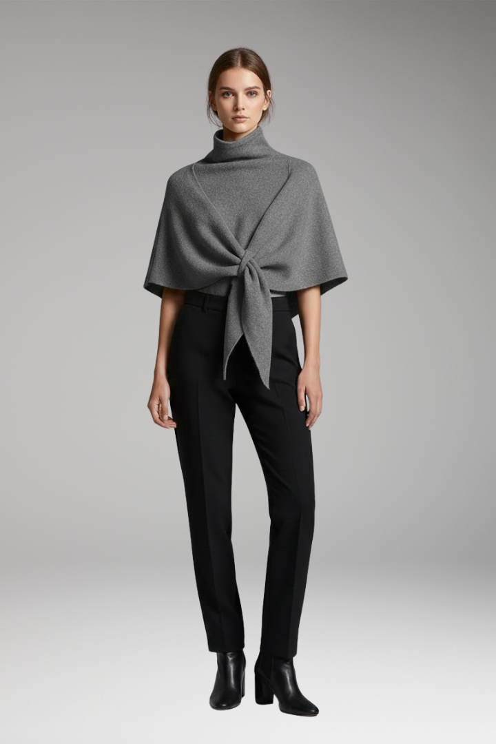 Women's Knit Shawl with Even-Looking Surface and Draped Edges