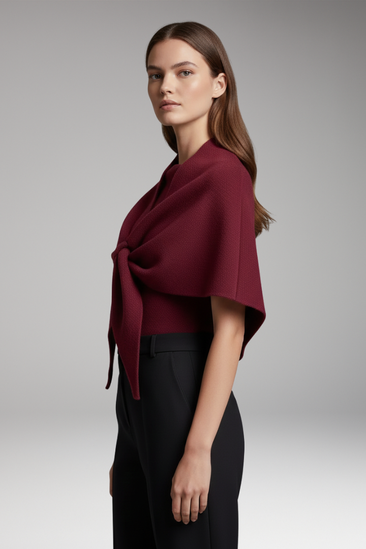 Women's Knit Shawl with Even-Looking Surface and Draped Edges