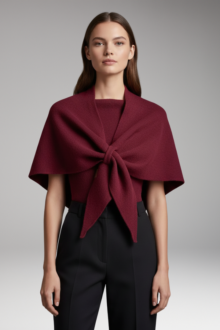 Women's Knit Shawl with Even-Looking Surface and Draped Edges