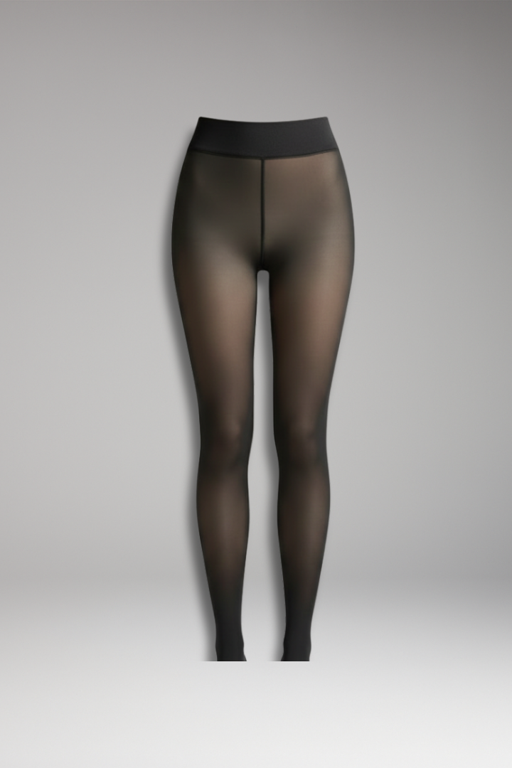 Women's Leggings with Inner Layer and Knitted Outer Surface