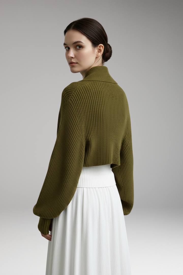 Women's Open-Front Cardigan with Long Sleeves and Ribbed Texture