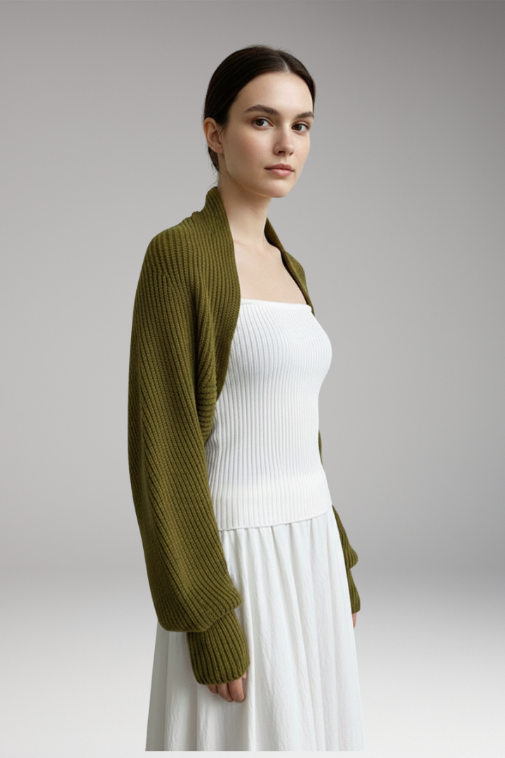 Women's Open-Front Cardigan with Long Sleeves and Ribbed Texture