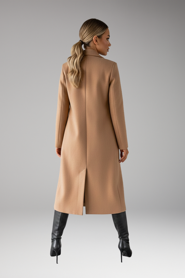 Women’s Overcoat with Notched Lapel and Two-Row Button Front