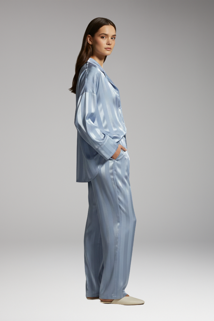 Women's Pajama Set with Button Top and Elastic Waistband