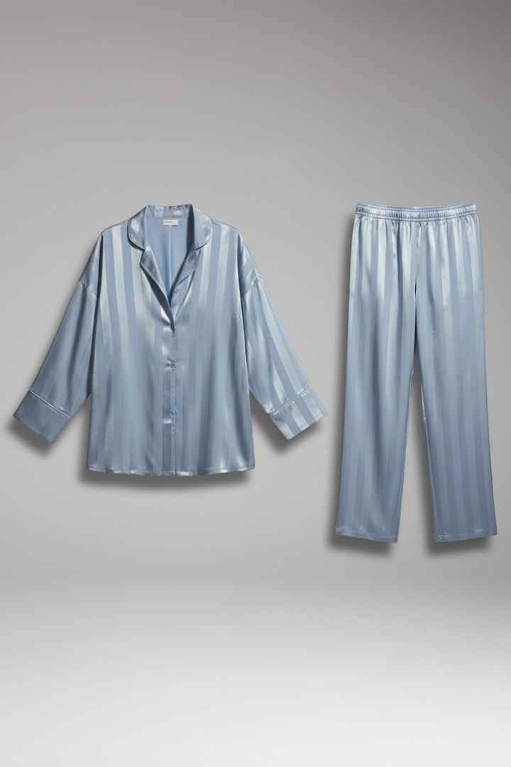 Women's Pajama Set with Button Top and Elastic Waistband