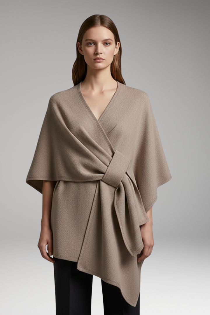 Women's Poncho Shawl with Double-Sided Design and Wide Drape
