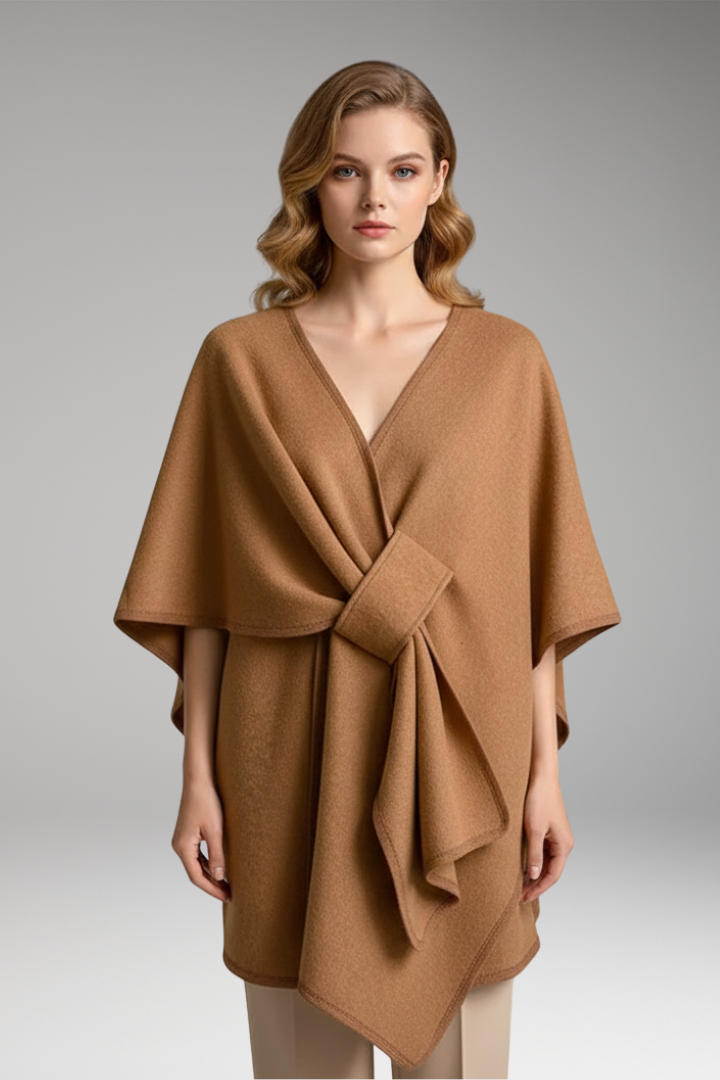 Women's Poncho Shawl with Double-Sided Design and Wide Drape