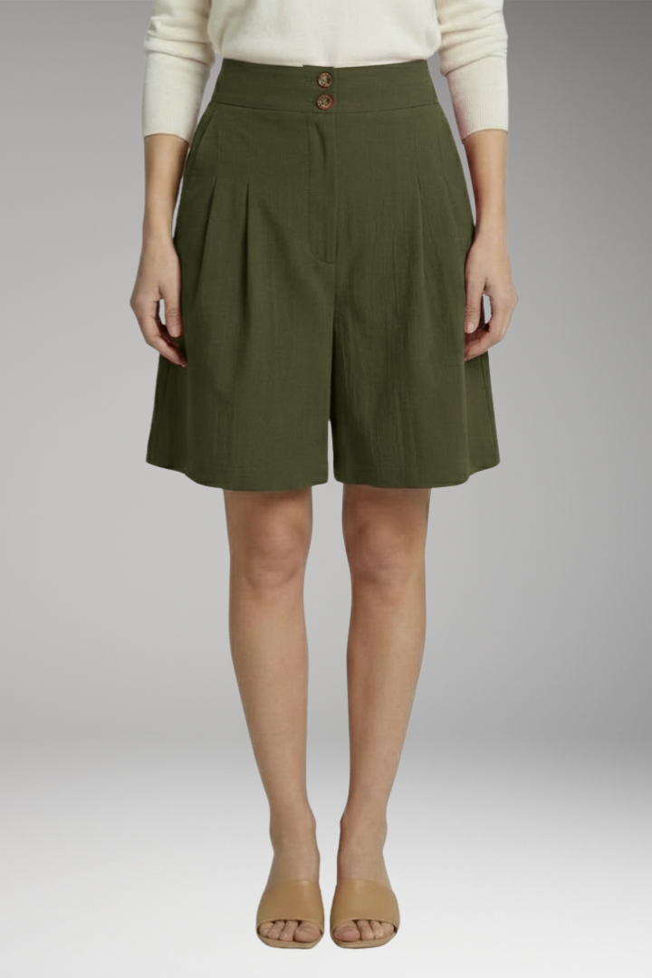 Women's Shorts with High-Waist and Side Pockets