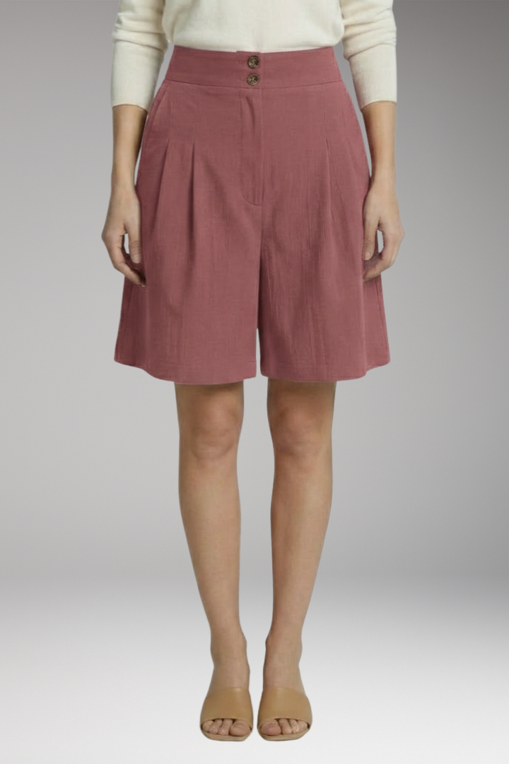Women's Shorts with High-Waist and Side Pockets