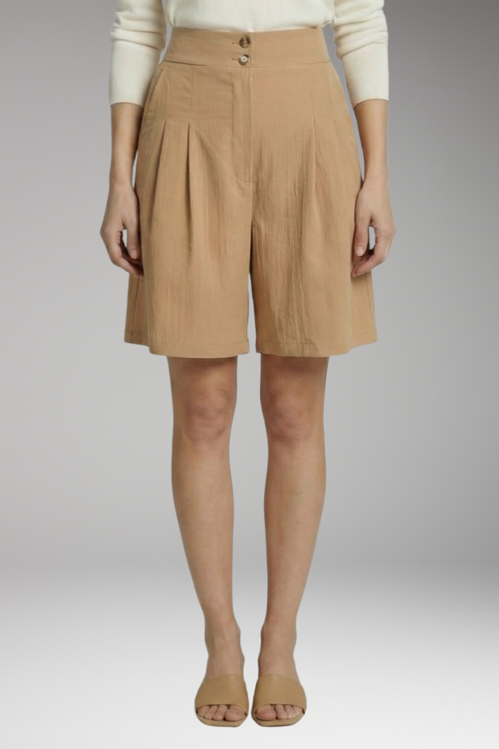 Women's Shorts with High-Waist and Side Pockets