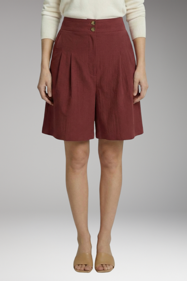 Women's Shorts with High-Waist and Side Pockets