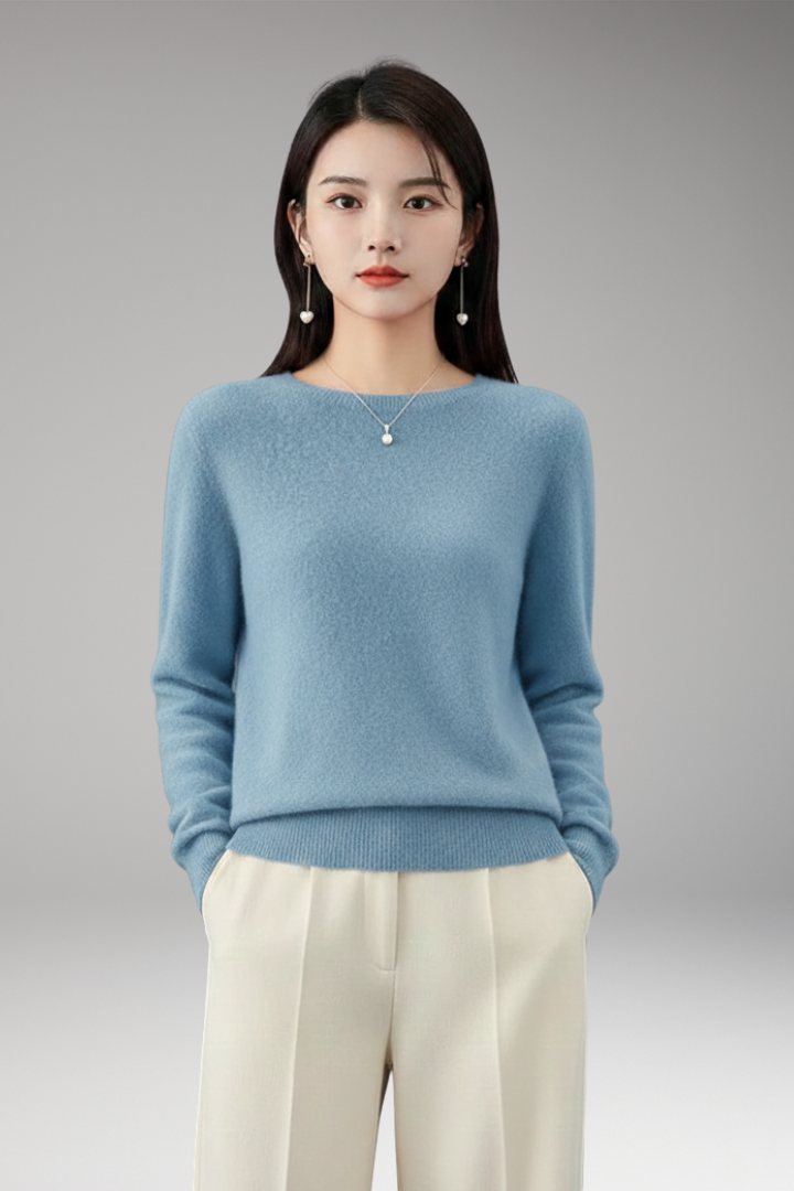 Women's Sweater with O-Neckline and Long Sleeves
