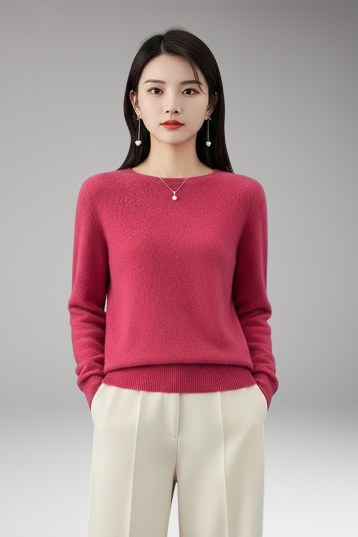 Women's Sweater with O-Neckline and Long Sleeves