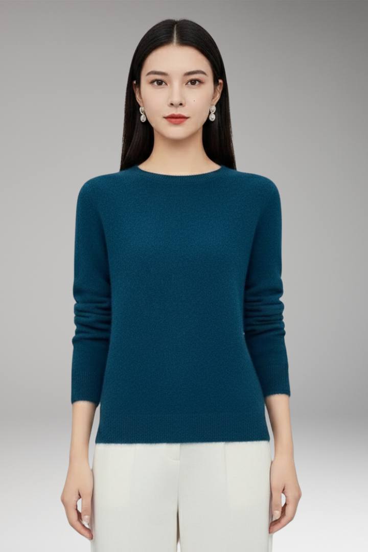 Women's Sweater with O-Neckline and Long Sleeves