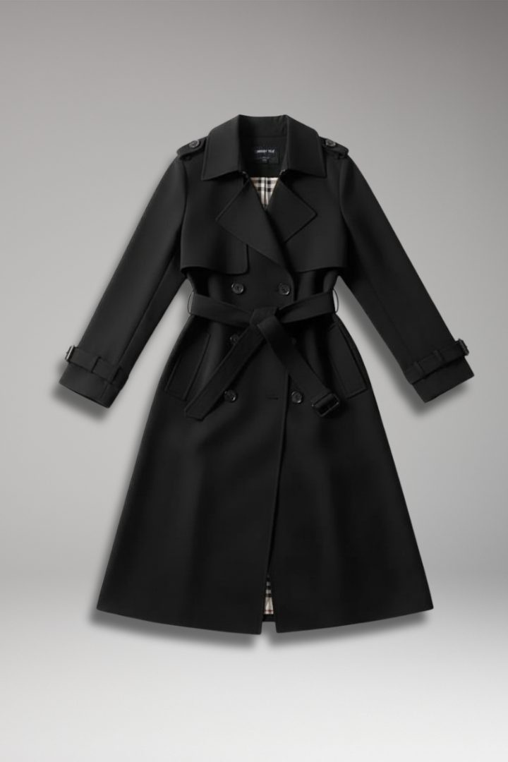 Women’s trench coat with belt and button closure