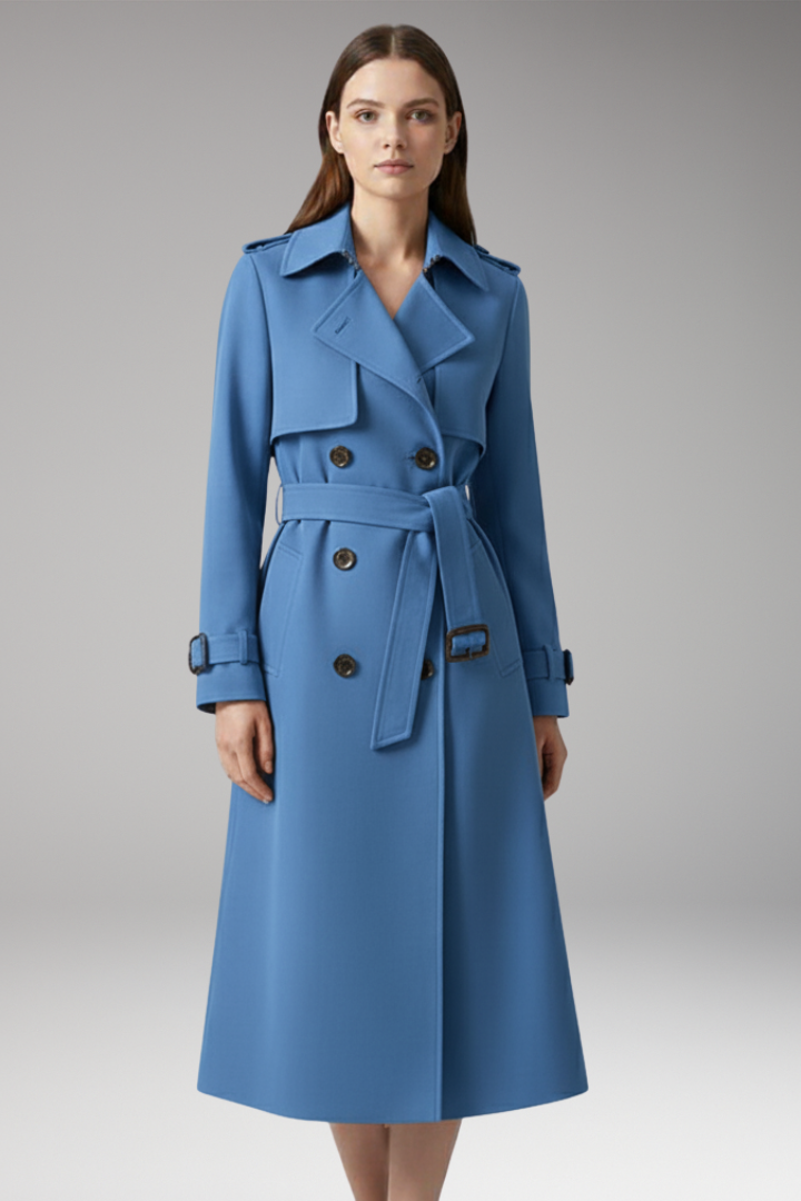 Women’s trench coat with belt and button closure