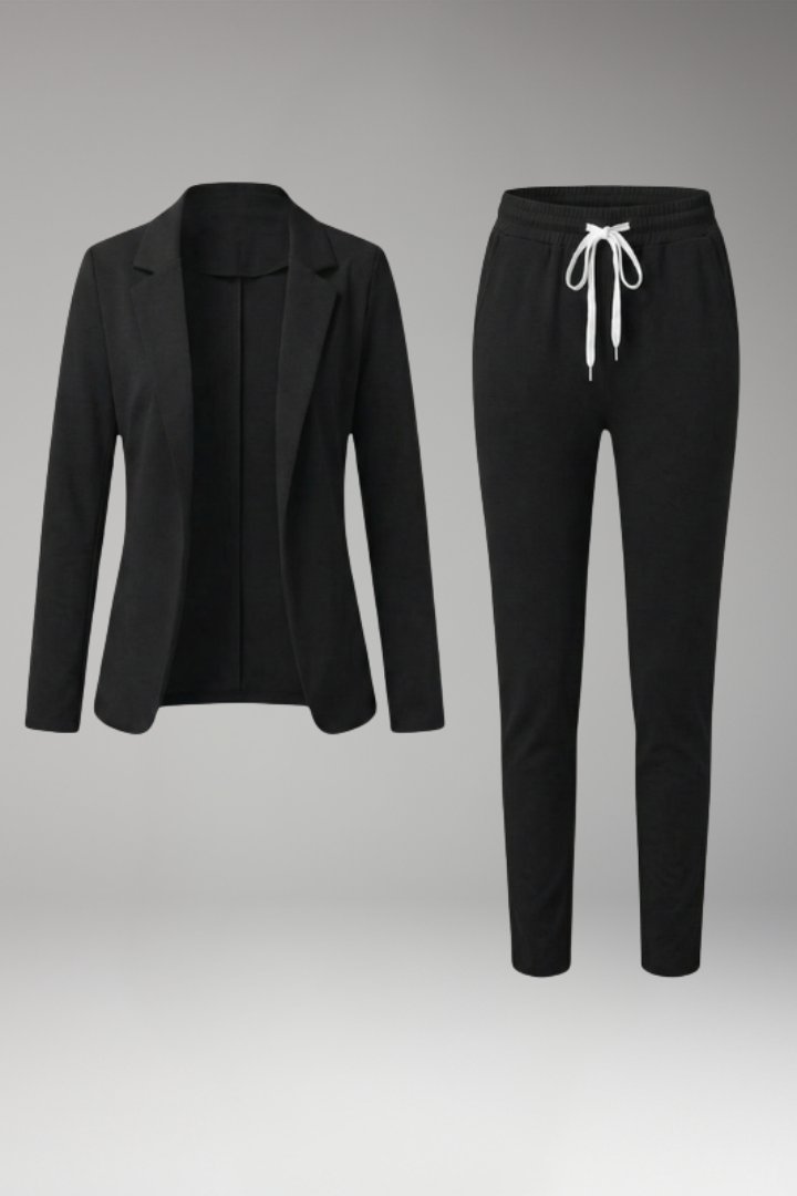Women's two piece Set with Blazer and Drawstring Trousers