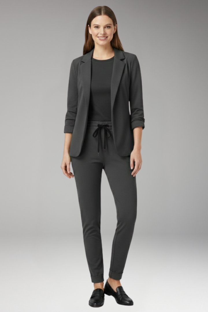 Women's two piece Set with Blazer and Drawstring Trousers