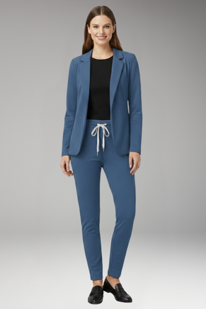 Women's two piece Set with Blazer and Drawstring Trousers